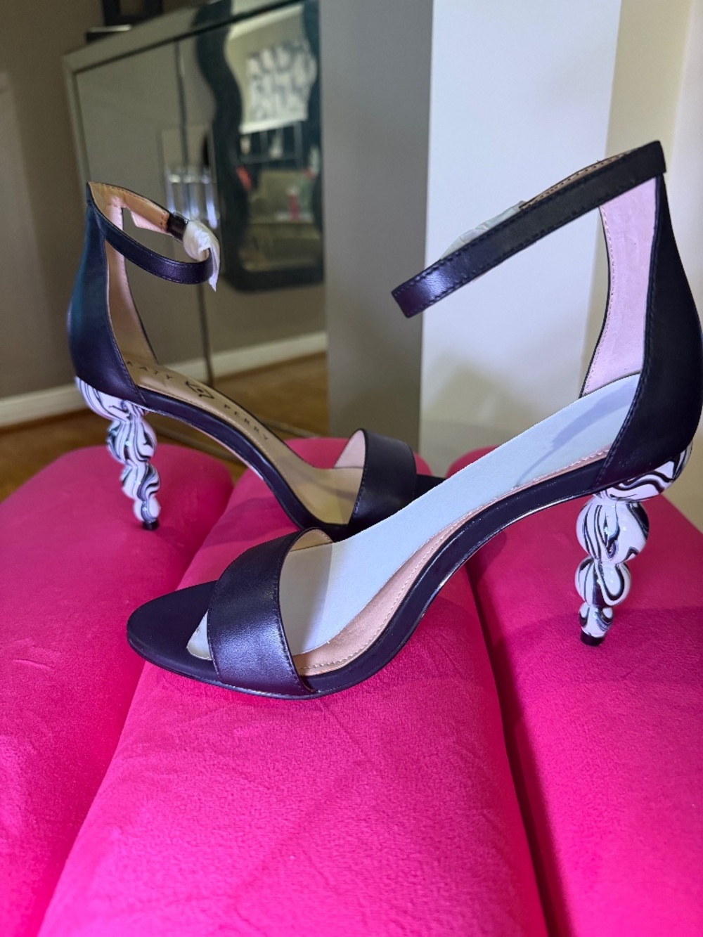 Sexy heels with funky heels and ankle strap